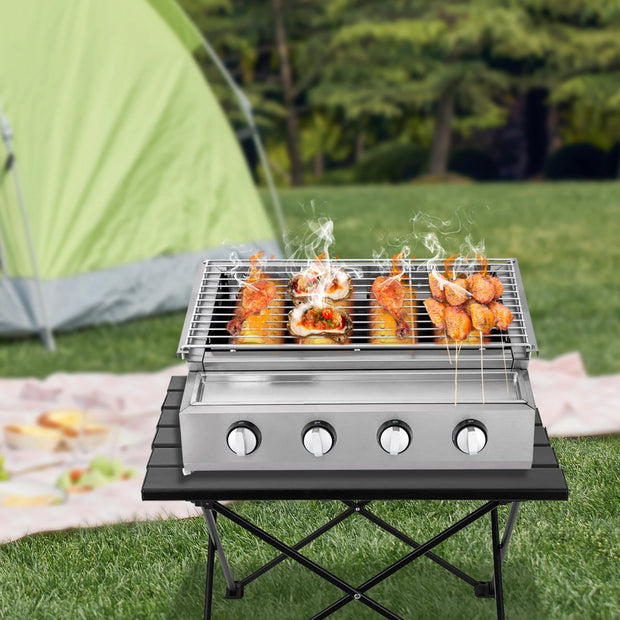 Stainless Steel Smokeless LPG Gas Grill – 4 Burners