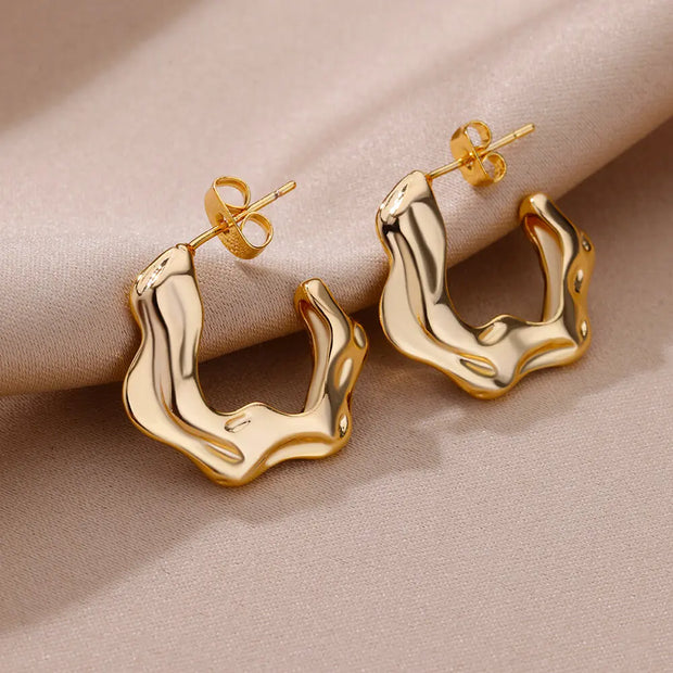 Trendy Heart Hoop Earrings Zircon Metal Women