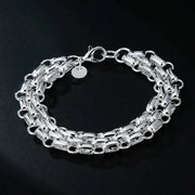 Sterling Silver Solid Charm Bracelet Unisex