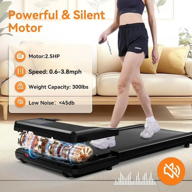 3‑in‑1 Under Desk Walking Pad Treadmill – 2.5HP, 300lb Capacity