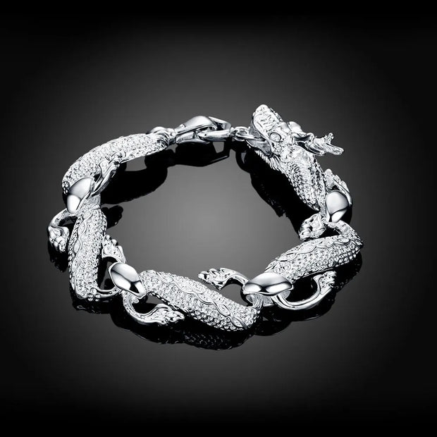 Sterling Silver Geometric Charm Bracelet Unisex