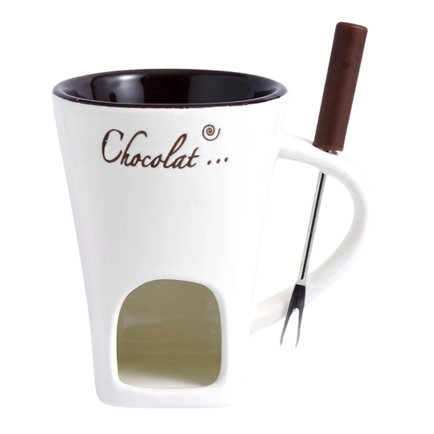 Ceramic Chocolate Fondue Mug with Fork