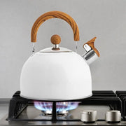 2.5L Stainless Steel Whistling Tea Kettle with Wooden Handle