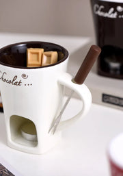 Ceramic Chocolate Melting Mug with Fork