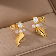 Trendy Heart Hoop Earrings Zircon Metal Women