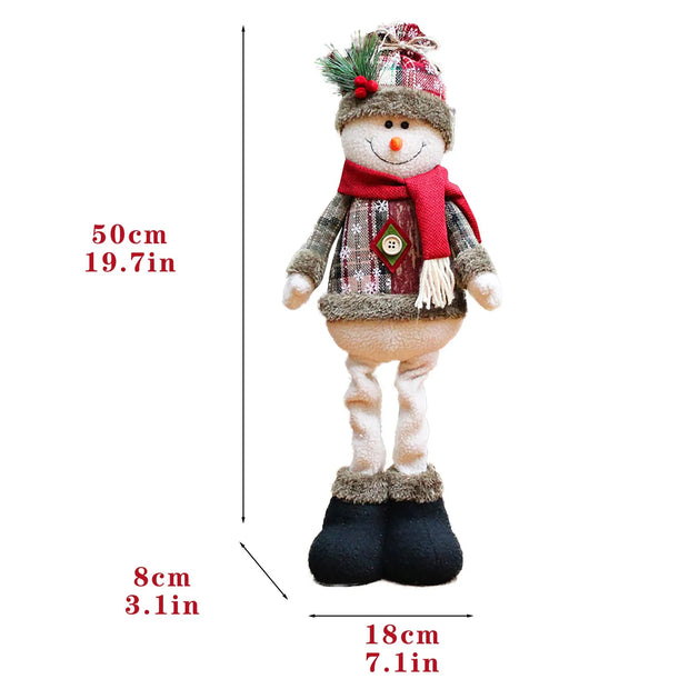 Christmas Plush Shelf Sitters – Stretchable Legs Santa, Snowman & Moose Decorations