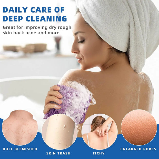 3-Piece African Bath Sponge Set – Exfoliating Long Net Body Scrubbers