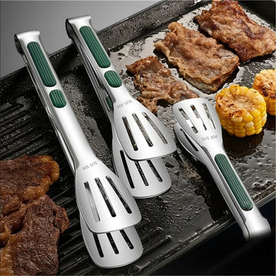 Stainless Steel BBQ Grill Food Kitchen Tongs