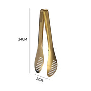 Gold Stainless Steel Kitchen BBQ Tongs Set