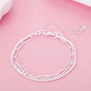 Sterling Silver Solid Charm Bracelet Unisex