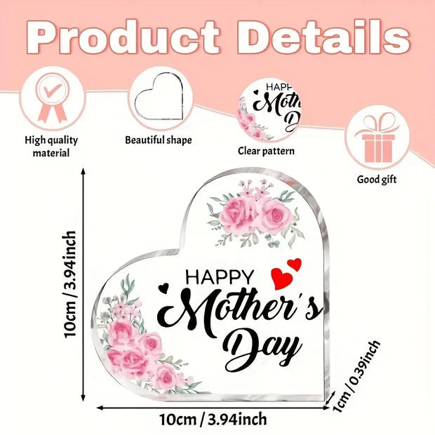 Heart-Shaped Acrylic Plaque for Mom