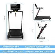 Foldable Treadmill 2.5HP, Incline, 40 Programs