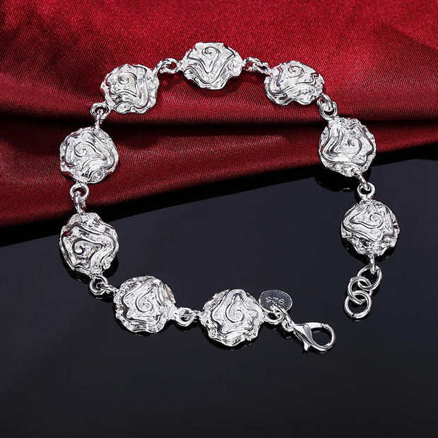Sterling Silver Geometric Charm Bracelet Unisex