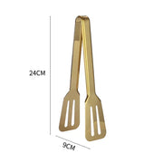 Gold Stainless Steel Kitchen BBQ Tongs Set