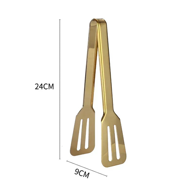 Gold Stainless Steel Kitchen BBQ Tongs Set