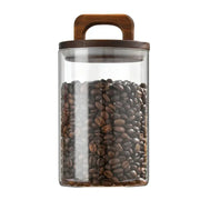 800-2100ml Wood Lid Glass Jar 1pc Airtight Canister Food Container