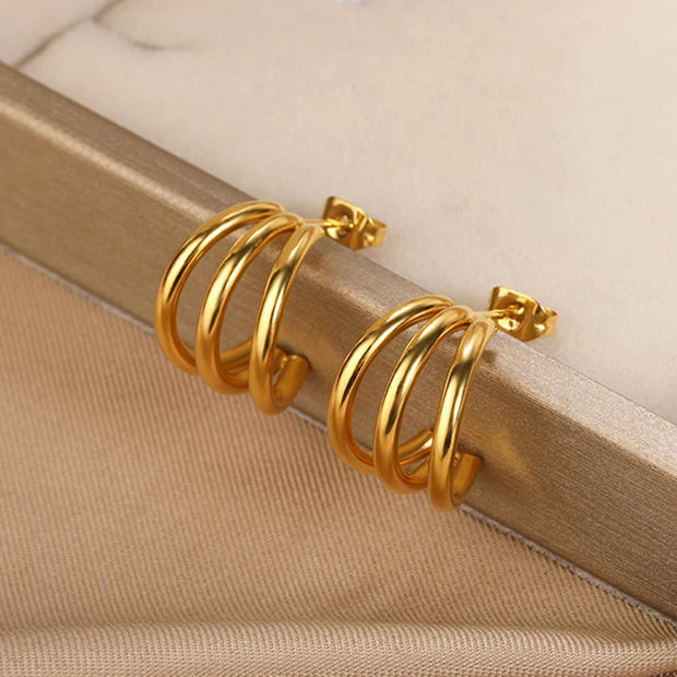 Trendy Heart Hoop Earrings Zircon Metal Women