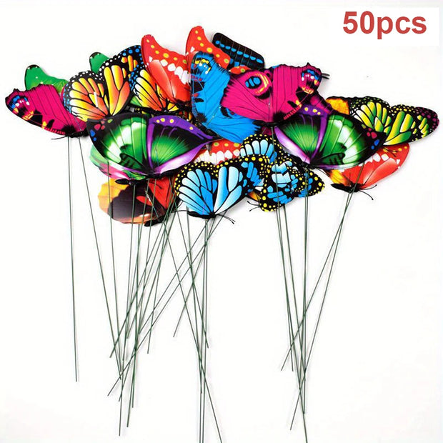 10/20/50pcs 3D Butterfly Garden Yard Decor Stakes