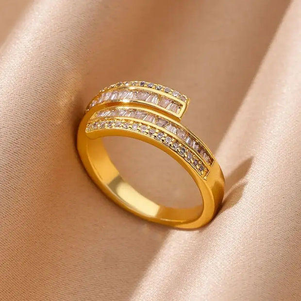 Heart Zircon 18K Gold plated Bridal Rings