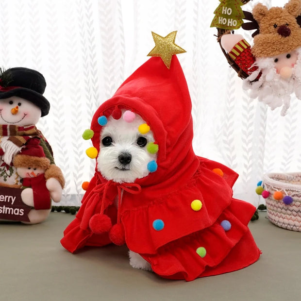 Christmas Tree Pet Costume Cloak for Cats