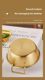 Stainless Steel Golden Bowl with Handle