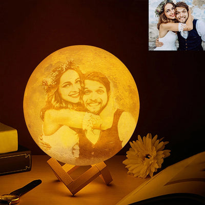 Custom Photo 3D Moon Lamp – Personalized Touch Control Night Light