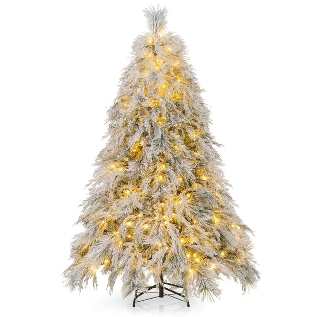 6 ft Flocked Artificial Christmas Tree with 250 LED Lights