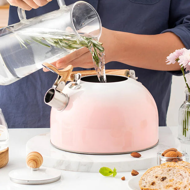 3L Pink Gradient Stainless Steel Whistling Tea Kettle