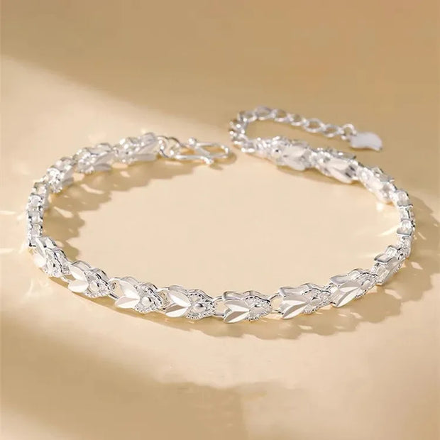 Sterling Silver Solid Charm Bracelet Unisex