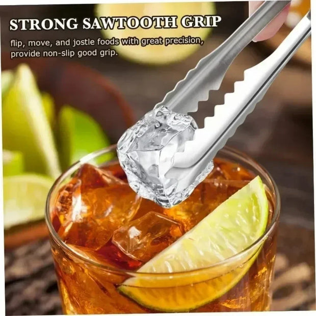 Stainless Steel Ice Cube Tongs – Durable Kitchen Clip for Ice, Sugar, Snacks