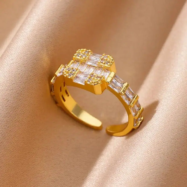 Heart Zircon 18K Gold plated Bridal Rings