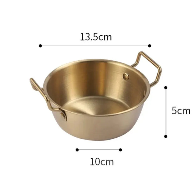 Stainless Steel Golden Bowl with Handle