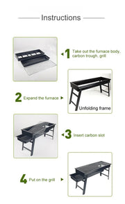Folding Charcoal BBQ Grill for Outdoor Camping