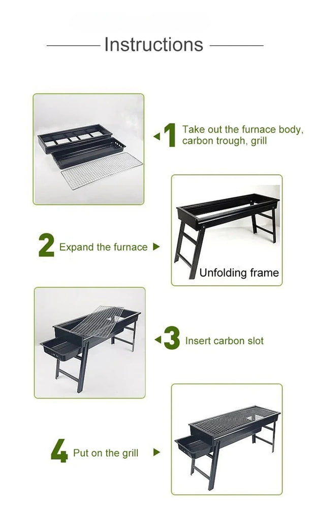 Folding Charcoal BBQ Grill for Outdoor Camping