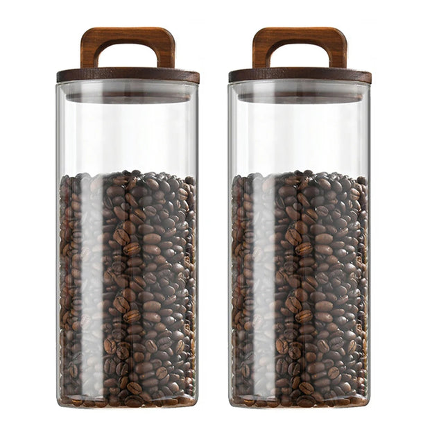 Large Airtight Glass Storage Jar with Bamboo Lid