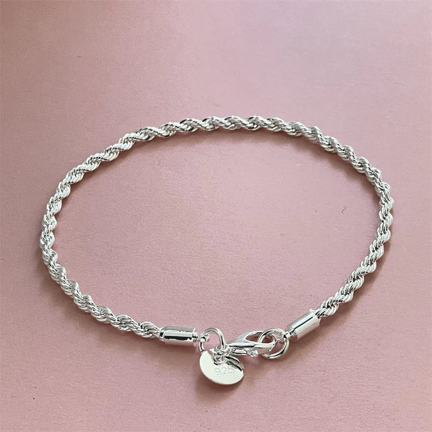 925 Silver 3MM Snake Chain Bracelet Unisex Jewelry