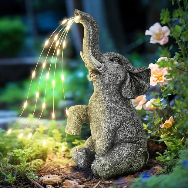 Solar Elephant Garden Ornament with LED Lights
