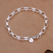 Sterling Silver Geometric Charm Bracelet Unisex