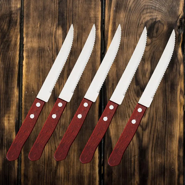 Stainless Steel Steak Knife Set Wooden Handle