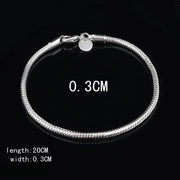 925 Silver 3MM Snake Chain Bracelet Unisex Jewelry
