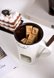 Ceramic Chocolate Melting Mug with Fork