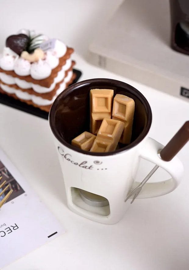 Ceramic Chocolate Melting Mug with Fork
