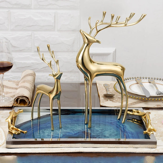 Brass Deer Statue Light Luxury Home Décor