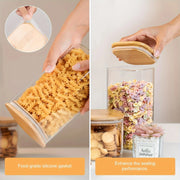 2/4 Pieces, 540Ml/1000Ml Glass Food Storage Jar with Bamboo Lid