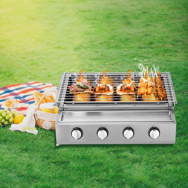 Stainless Steel Smokeless LPG Gas Grill – 4 Burners