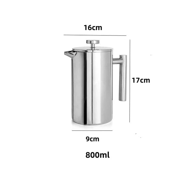 Stainless Steel French Press Coffee Maker – Double-Wall Insulated