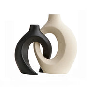 2pcs Nordic Hugging Ceramic Vases Modern Hollow Flower Pots