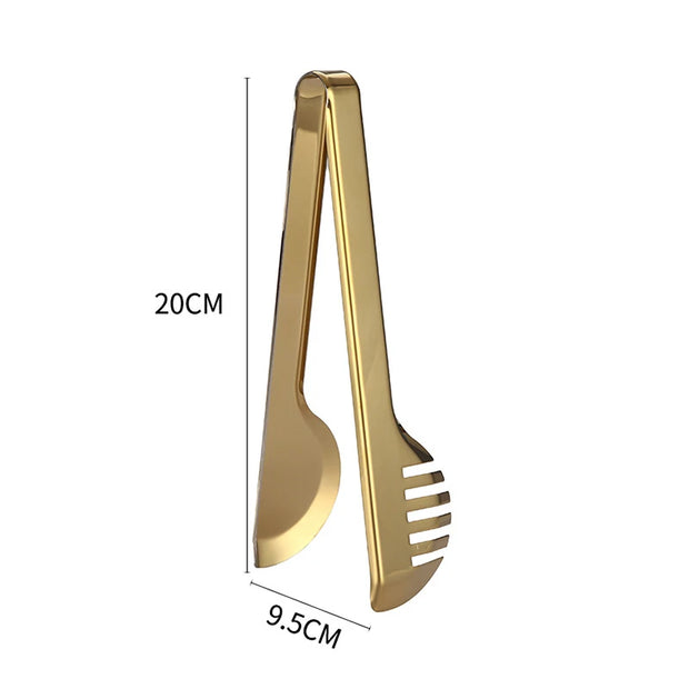 Gold Stainless Steel Kitchen BBQ Tongs Set