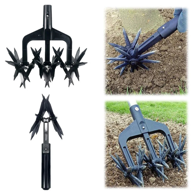 2 in 1 Garden Soil Scarifier Rotary Cultivator Tool