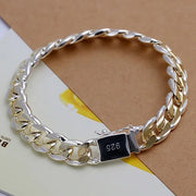 Sterling Silver Solid Charm Bracelet Unisex